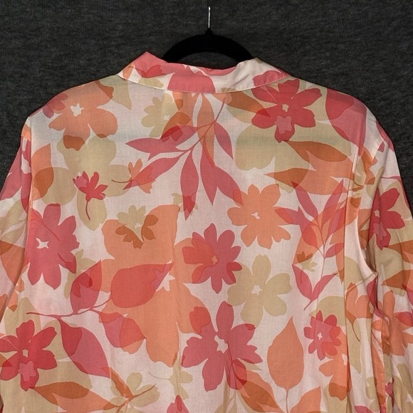 Liz Claiborne Woman 2X Blouse Button Front Floral Print 100% Cotton Long Sleeve - Picture 7 of 15
